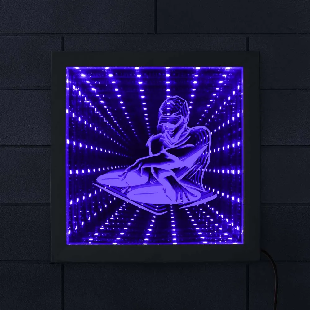 DJ LED Vortex Predor Medzvezdni Ogledalo Glasbe Darilo Osebno DJ Ime Človek Jama Sodobne Novost Wall Art Meri Osvetljeno Ogledalo
