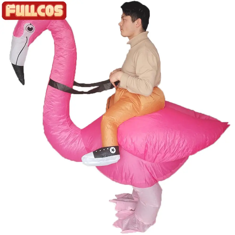 Napihljivi Flamingo Kostum za Odrasle Halloween Carnival Cosplay Fancy Stranka Obleko Moški Ženske Flamingo Rider Rojstni dan Obleke