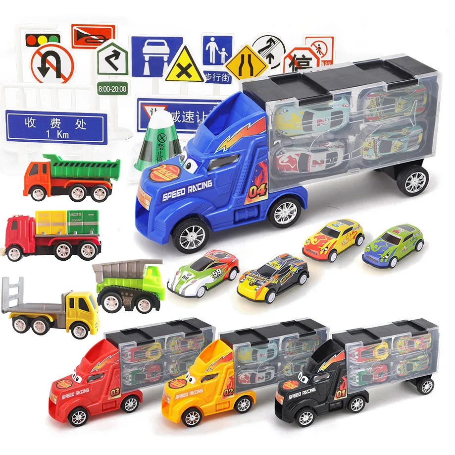DIY 37Pcs Diecast Model Avtomobila za Otroke, Božična Darila, Igrače Avtomobilov Inženiring, Vozila, Tovor Tovornjak Izobraževalne Igrače, Okraski