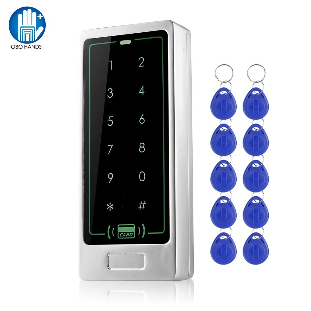 Samostojna 125KHz RFID Dostop do Nadzora Tipkovnico Dotaknite Kovinske Bližine Bralcu Vstop Vrata Odpirač za Zaklepanje Vrat Sistem +10 Keyfobs