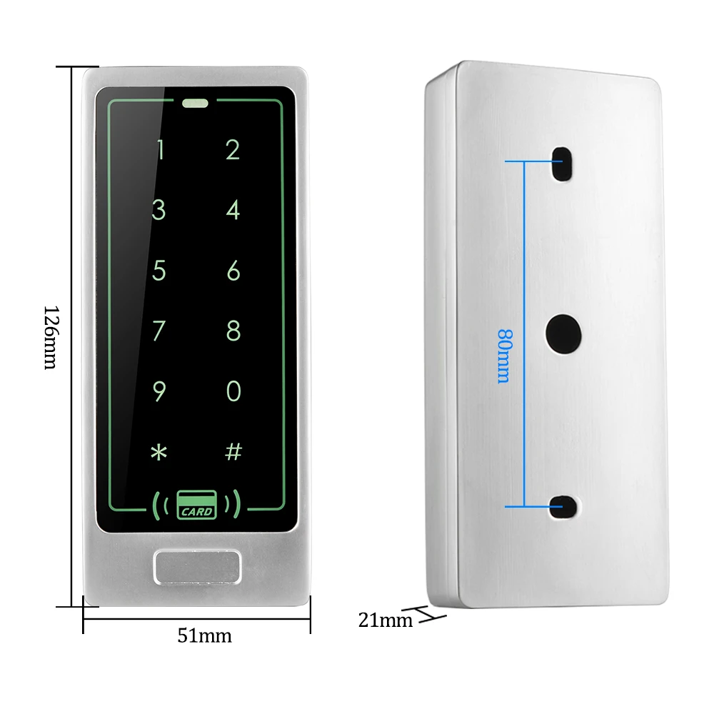 Samostojna 125KHz RFID Dostop do Nadzora Tipkovnico Dotaknite Kovinske Bližine Bralcu Vstop Vrata Odpirač za Zaklepanje Vrat Sistem +10 Keyfobs