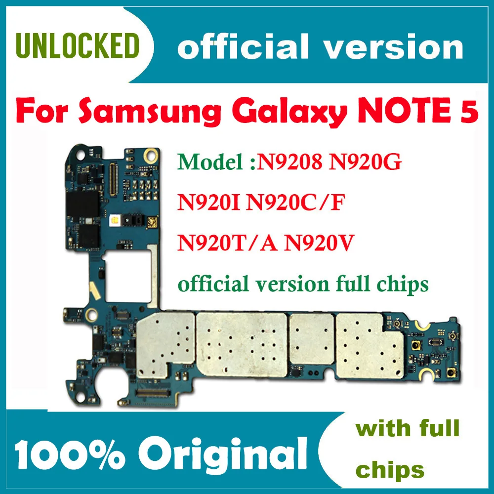 32gb Original Odklenjena Evropi Različica za Samsung Galaxy Note 5 N9208 N920G N920I N920C N920F N920T N920A N920V Motherboard