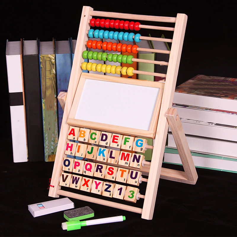 Večfunkcijsko Abakus Učenje Stojalo Leseno Montessori Igrače Štetje Spoznavanja Odbor Začetku Izobraževalne Matematike Igrača Za Otroke Darilo