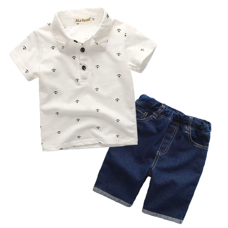 JIOROMY Nov Modni Otroci Oblačila Fantje Summer Set Print Majica + Kratka Fant Kompleti Oblačil Malčka Fant Oblačila, ki