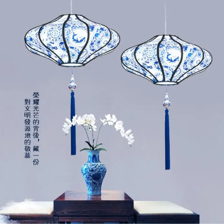 Novi Kitajski starinski lestenec, modri in beli porcelan ovčje kože tkanine vroče lonec restavracija čaj hiša čaj soba Kitajski stil