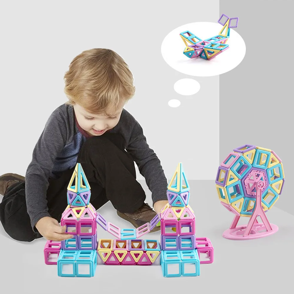 Magnetni Blok Oblikovalec Gradnje Igrača Nastavite Trikotnik, Kvadrat Magnetni Gradnik Del Otrok 3D Izobraževalne Igrače Darilo