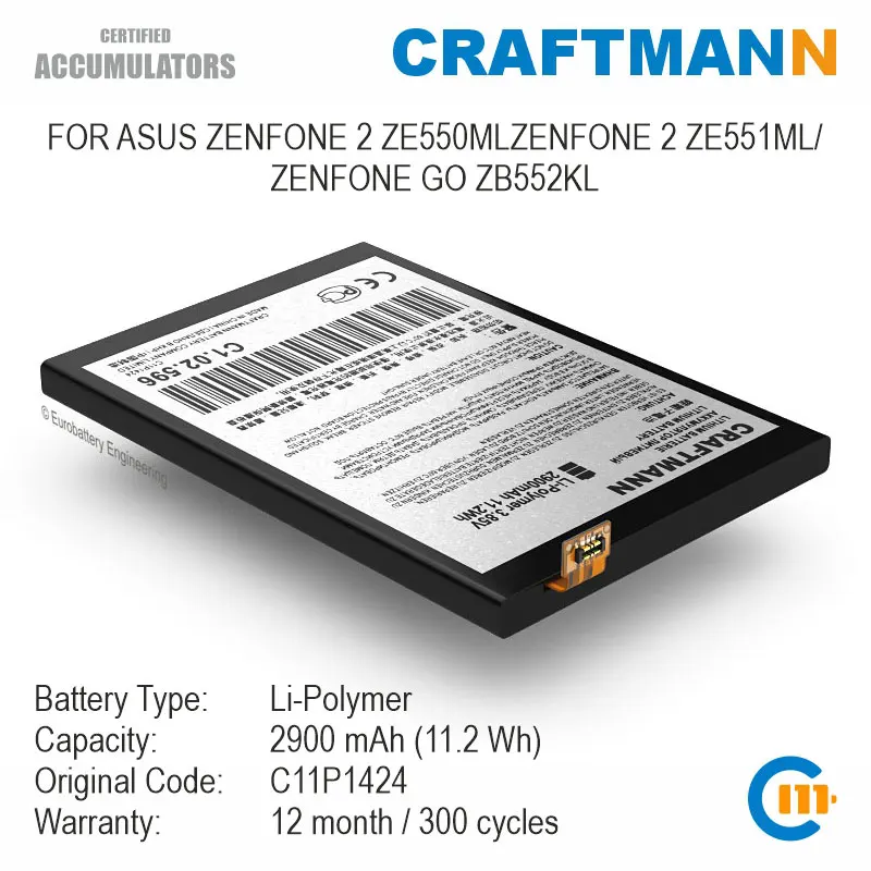 Baterija 2900mAh za Asus ZENFONE 2 ZE550ML/ZENFONE 2 ZE551ML/ZENFONE POJDI ZB552KL (C11P1424)