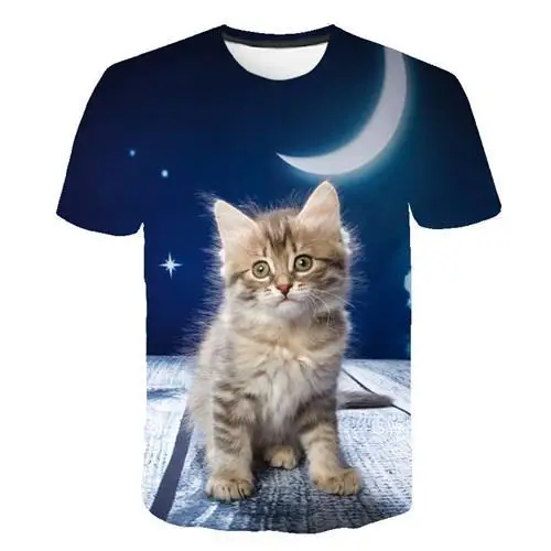 Siyah ve beyaz kedi T-shirt sevimli kedi uživati 3DT t-Shirt elenceli kedi gmlek T-shirt yaz Priložnostne kadn st T-shirt