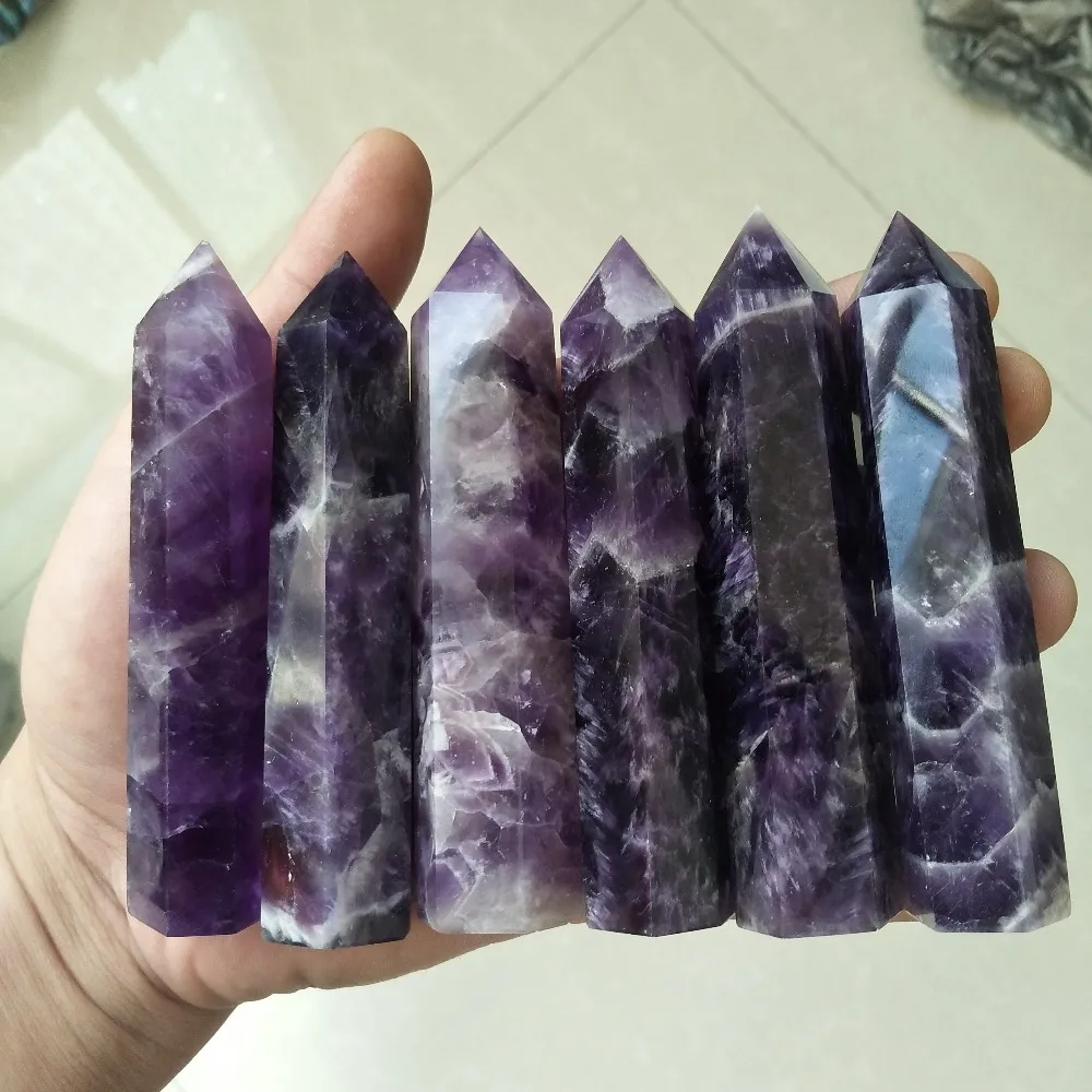 1pc 100mm 65g Naravni kristal ametist točke feng shui čakro, pregleden quartz crystal palico in zdravilnimi kristali kamni