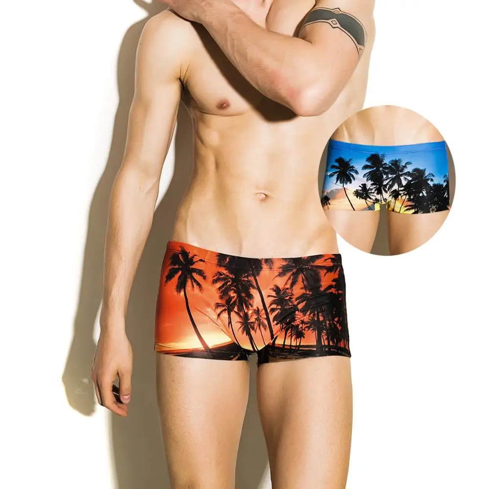Seobean Mens Kratka Plavati Debla hombres nadar pantalones cortos Plažo Človek Hawaiian maillot bain de Kokosovo palmo kopalke