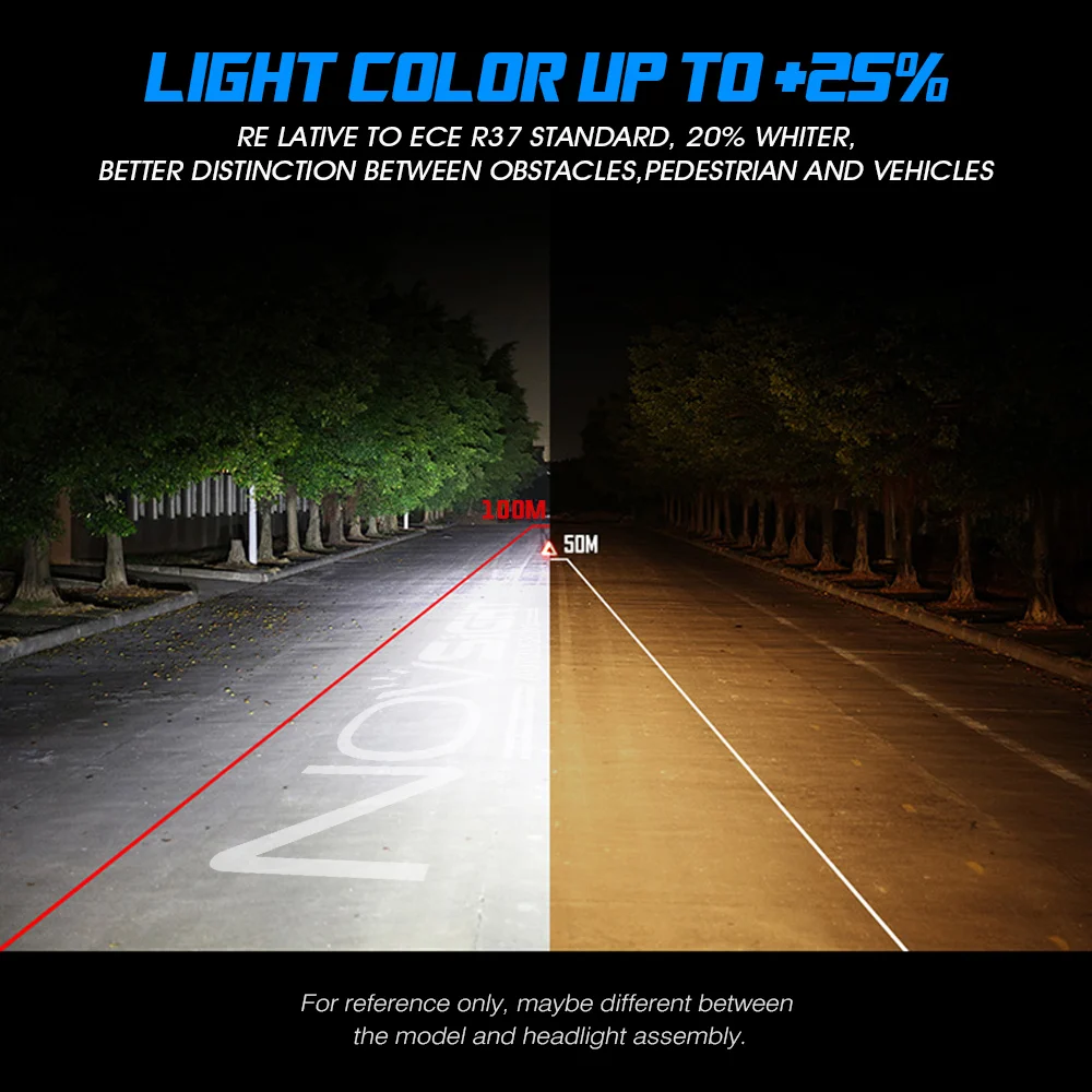 NOVSIGHT H4 LED Motocikel Smerniki Žarnice 6000LM 35W Hi/Lo Conversion Kit Nepremočljiva 6500K 200% Svetlejši Kolo Žaromet