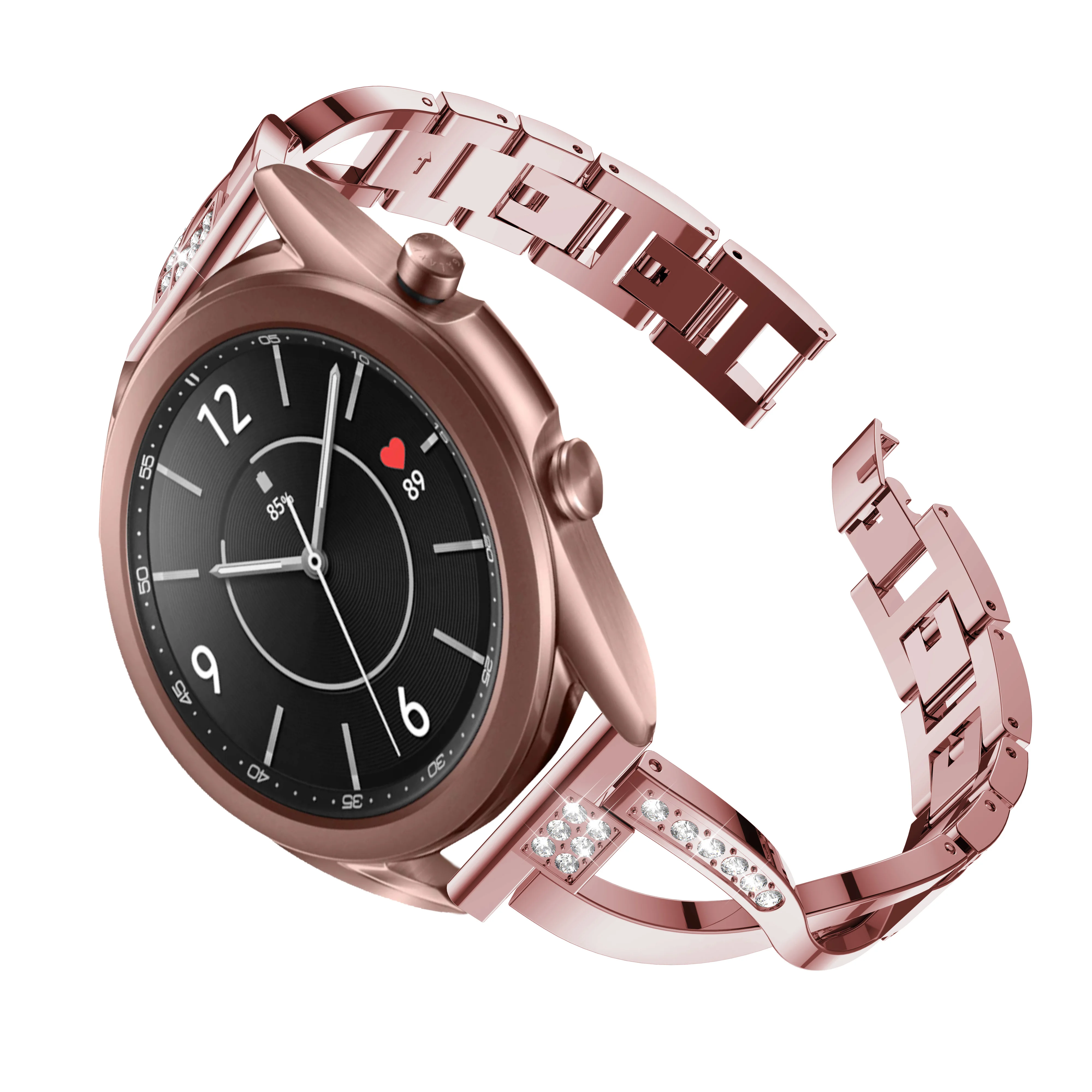 Manšeta Za Samsung Galaxy Watch 3 45mm 41mm Bling Diamond WatchBand Kovine Jeklo Zamenjava moda watchStrap band Zapestnica