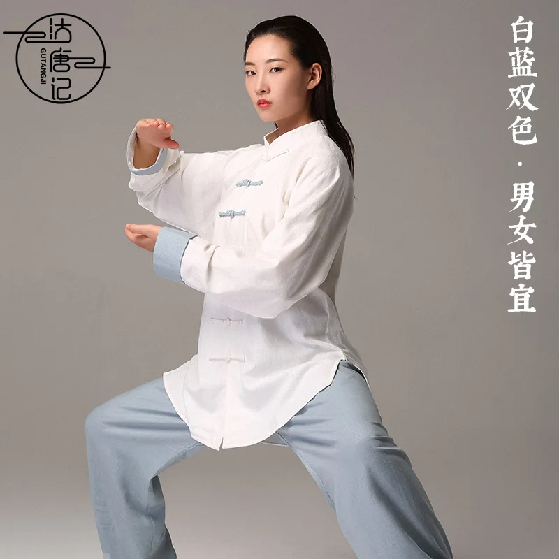 Ženske Tai Chi Kungfu Uniforme Chines Tradicionalnih Perilo Svoboden Širok Noge Joga Hlače Majica Priložnostne Borilne Veščine Meditacija Set