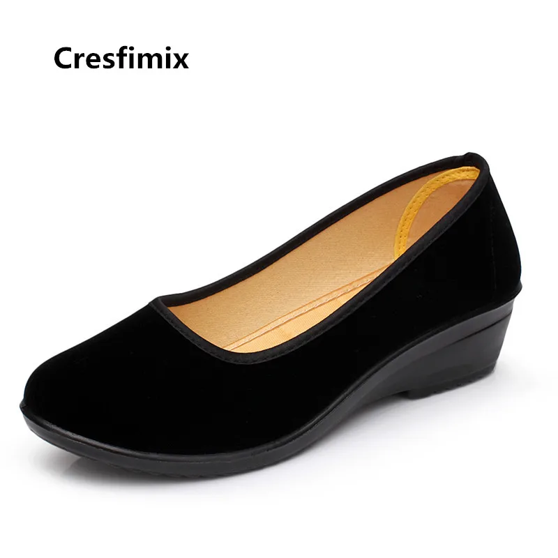 Cresfimix ženske sladko udobno pomlad zdrsne na krpo plesne čevlje lady modni črni čevlji srčkan čevlje zapatos de mujer b3197