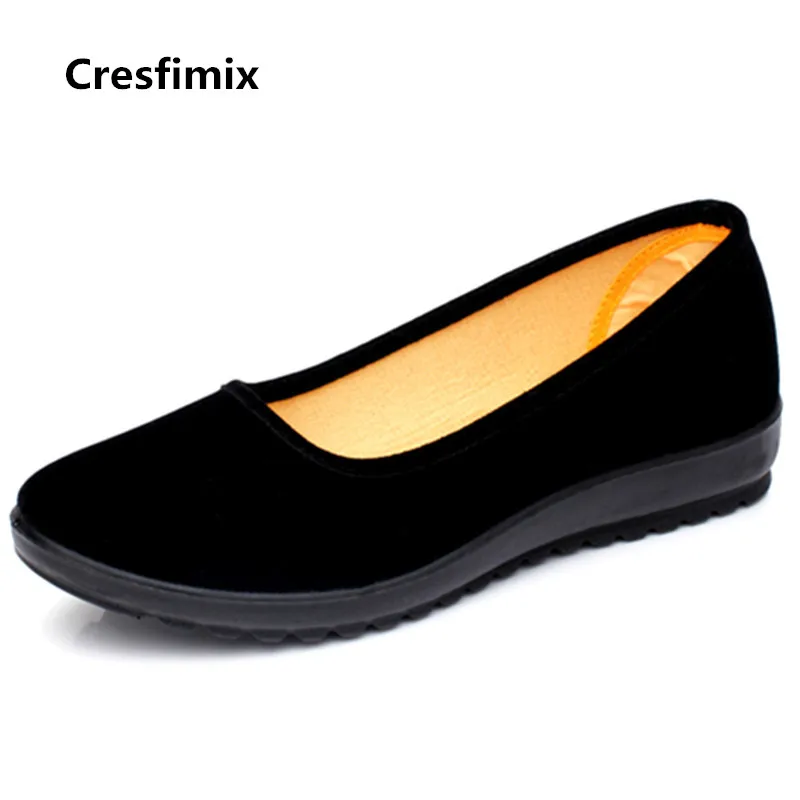 Cresfimix ženske sladko udobno pomlad zdrsne na krpo plesne čevlje lady modni črni čevlji srčkan čevlje zapatos de mujer b3197
