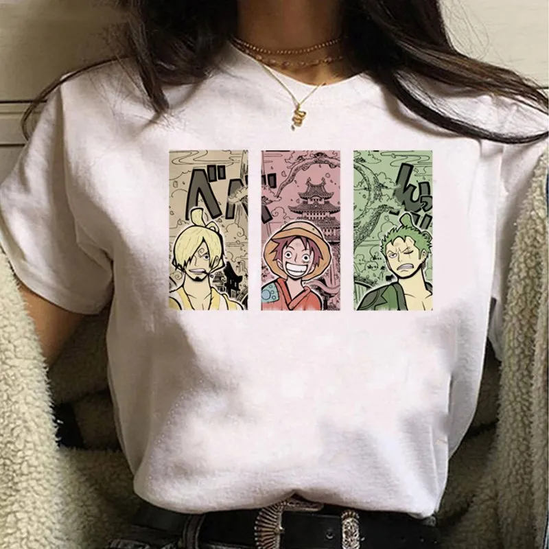 Kawaii Japonski Anime Enem Kosu Luffy Majica s kratkimi rokavi Ženske Smešno Risanka Poletje Vrhovi T-shirt Harajuku Grafični Tees Unisex Tshirt Ženske