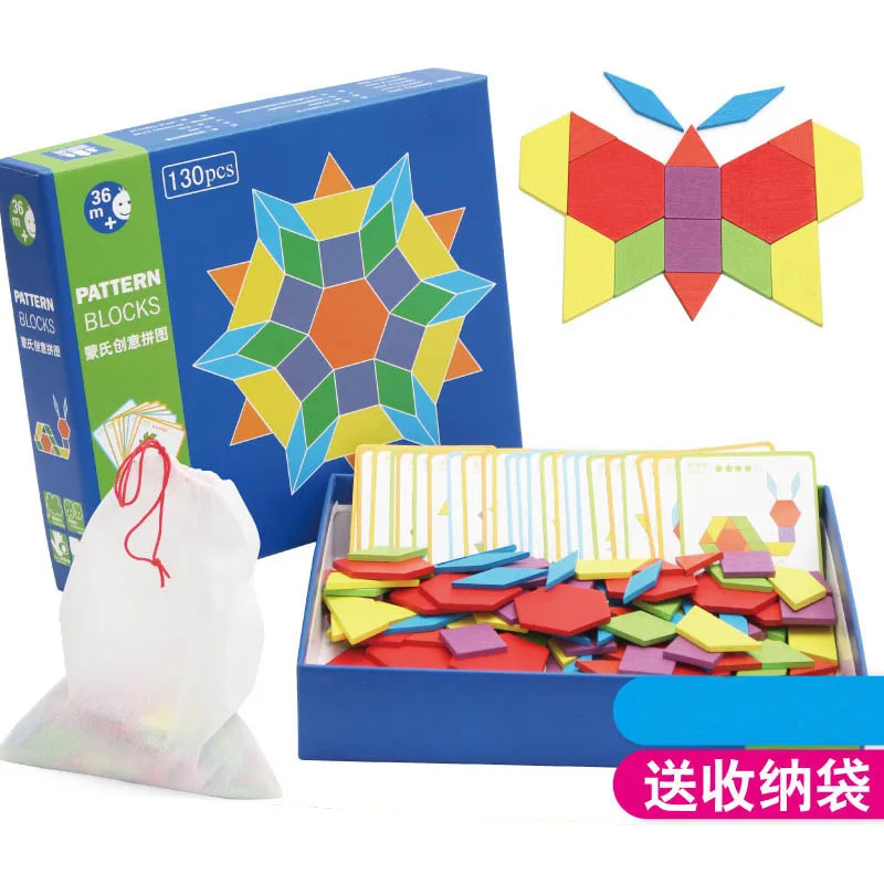 154pcs Montessori Lesene plošče Nastavite Pisane Baby Izobraževanja za Otroke Geometrijske oblike sestavljanke Učenja, Razvijanje Igrače