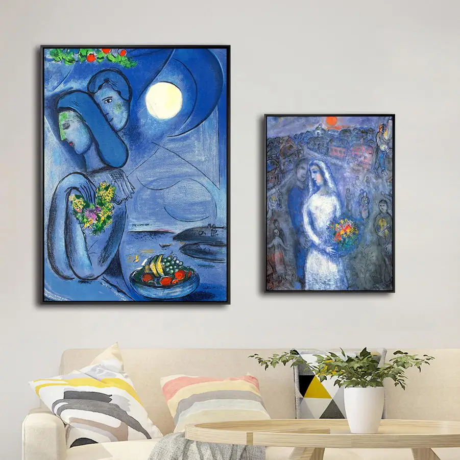 Doma Dekor Tiskanja Platno Umetnosti Stenske Slike Cuadros Decoracion Salon Plakat Paitings Republika Belorusija Marc Chagall Ljubitelje