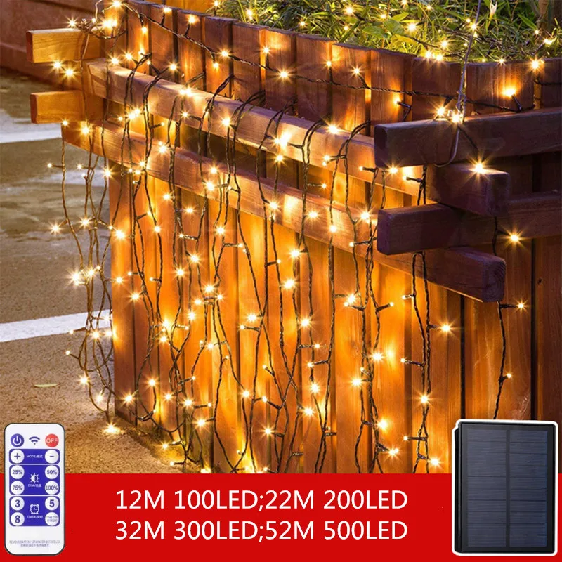 52M 500 LED Sončne Niz Luči na Prostem Nepremočljiva Pravljice Garland Festoon Christmas Tree Okraski Vrt, Sončna Ulica Svetlobe