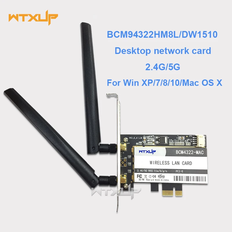 BCM94322HM8L DW1510 Dual Band 300M 802.11 a/b/g/n, 2.4/5 G Namizje WIFI WLAN KARTICO z 2 anteni za Win XP/7/8/MAC OS/hackintosh