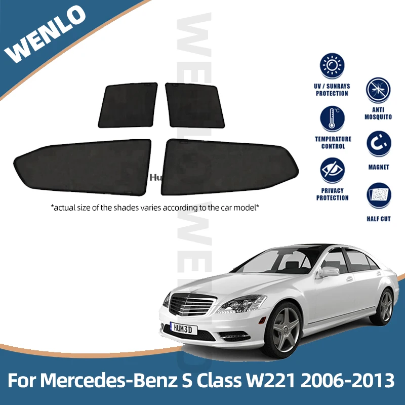 Za Mercedes Benz Razred S W221 2006-2013 Magnetni Dežnik Avto Stransko Okno Auto Očesa Odtenek Slepi