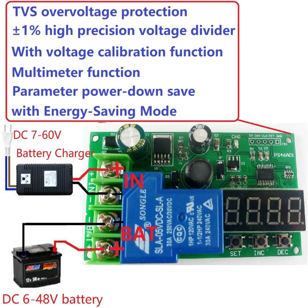 Večfunkcijsko Svinčevi Litijeva Baterija Polnjenje Krmilnik Modul Protection Board Voltmeter UPS diy 6-60V