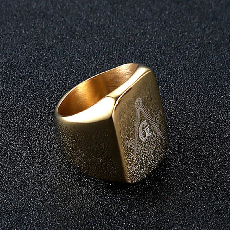 Črna Prostozidarskih obroči za mens vitez iz Nerjavečega jekla ravno pečatni prstani zlato jekla darila za človeka, assassins, modni nakit 2020