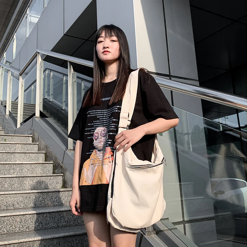 Prsi Vrečko Moških funkcionalne Telovnik Koreja Harajuku Ulica Slog, Velike Zmogljivosti, Crossbody Vrečko za Ženske Črna Cotten Messenger bag