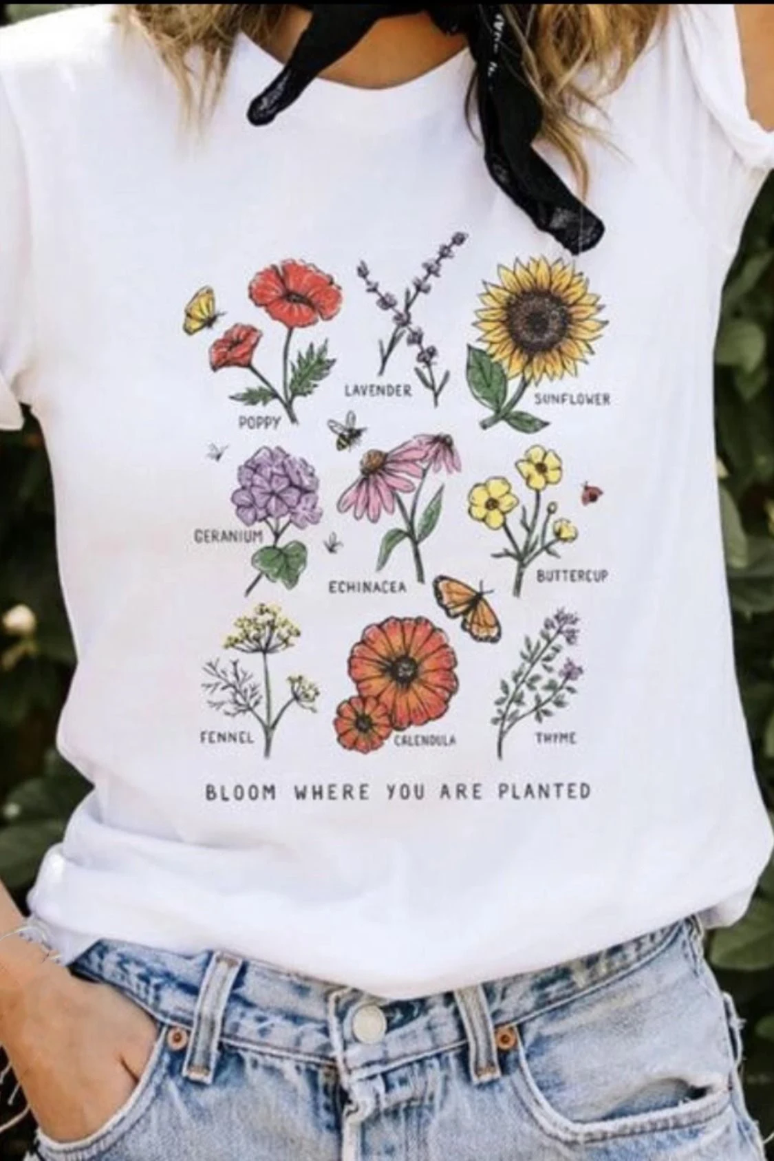 Harajuku Bloom Kjer So Zasajene Ženske Tshirt Ulične Kratek Rokav Vrhovi Grafični Tees Botanični Cvet O-vratu T-shirt 2020