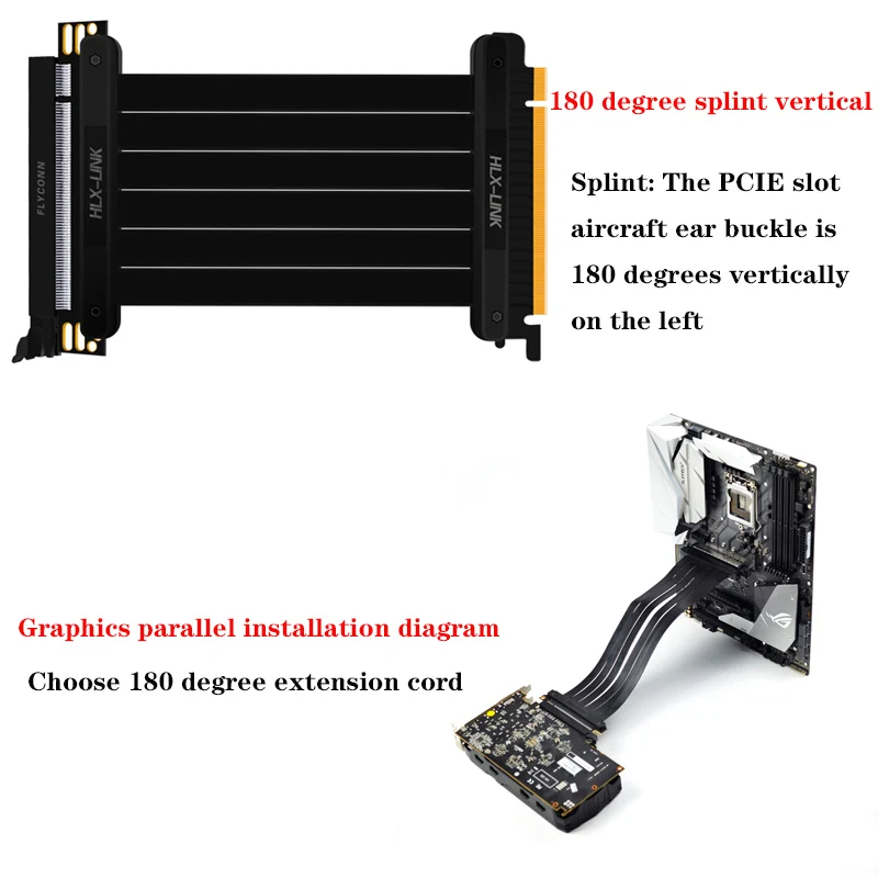 HLX-Link Grafične Kartice Vertikalni Nosilec PCIe 3.0 x16, grafik riser card za PCIe 3.0 x16 reža za kabel podaljšek za ATX PC-Primeru
