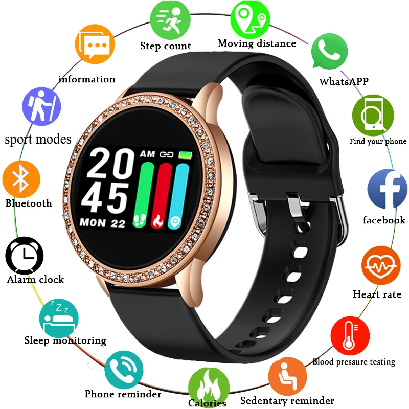 Modni Diamant Pametno Gledati Ženske Športne Nepremočljiva Fitnes Tracker Pedometer za Android ios Elektronski Watch Reloj inteligente