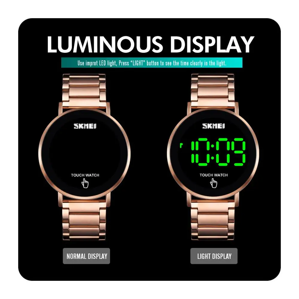 SKMEI 1550 Ustvarjalne LED Zaslon na Dotik Vodoodporni Digitalni Luksuzne Ročne ure, iz Nerjavnega Jekla, Moške ročne Ure Moške Ure Dropshipping