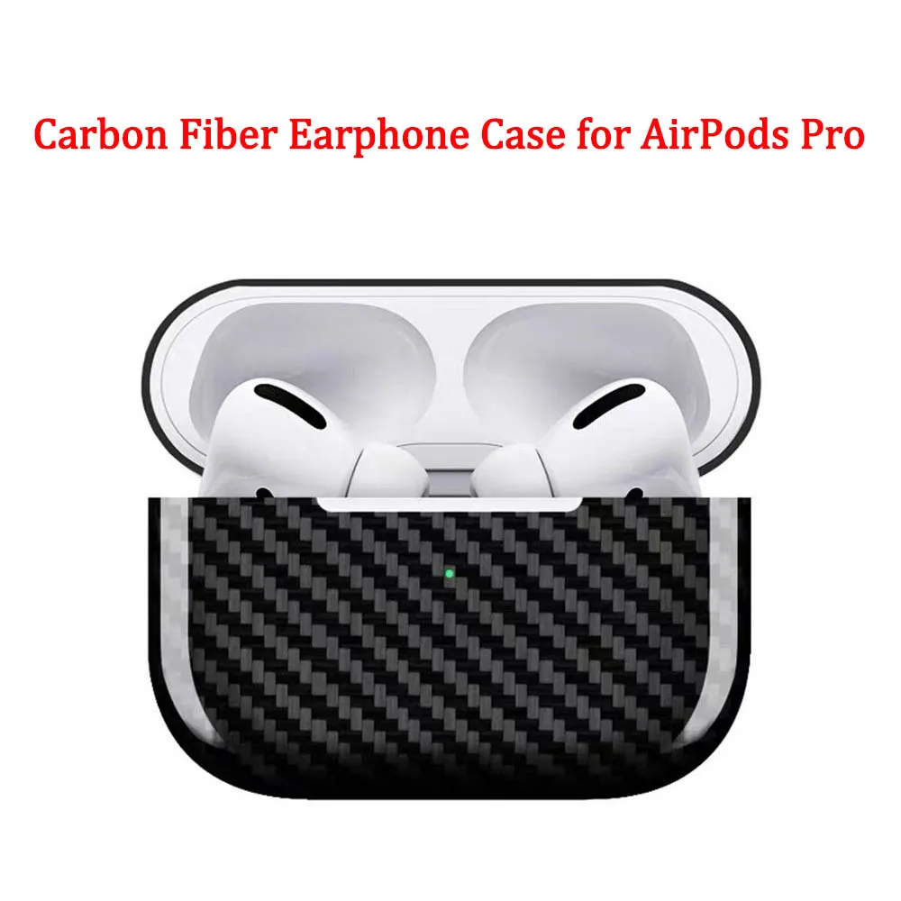 Ogljikovih Vlaken Slušalke Primeru Cover Za Apple AirPods Pro Primeru 2019 Pravi Ogljikovih Vlaken LED Brezžične Slušalke Polnjenje Box Primeru Težko