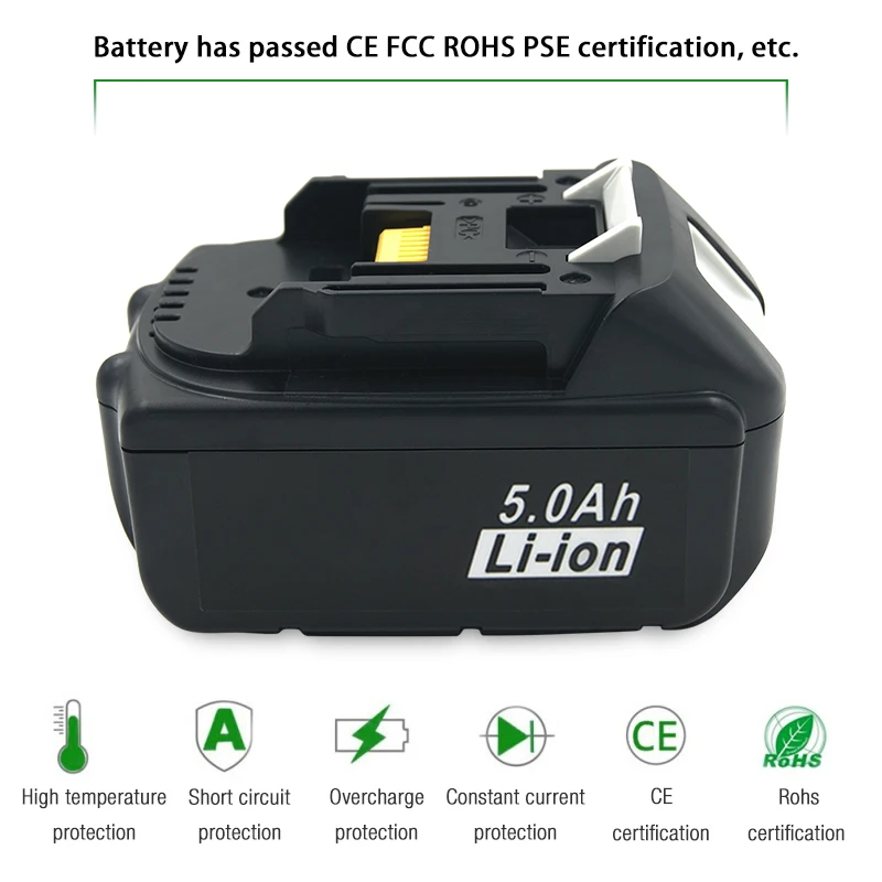 BL1850 Brezžično električno Orodje Nadomestna Baterija 18V 5A Li-ion baterija za Makita Baterije za ponovno Polnjenje BL1830 BL1840 BL1860 LXT400