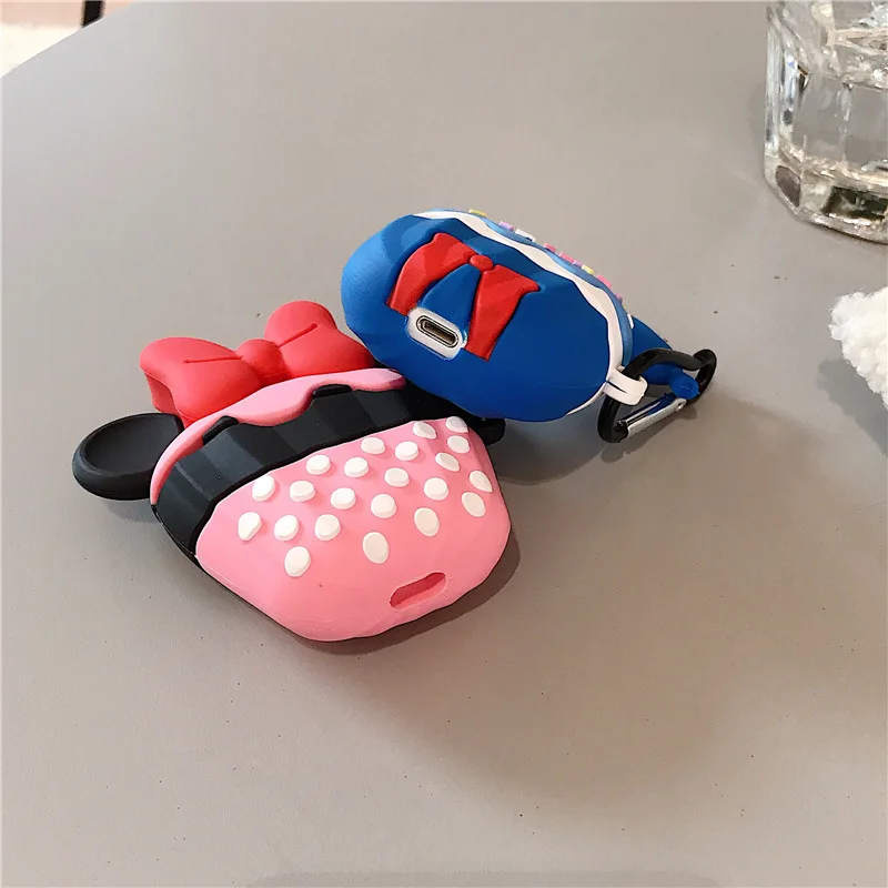 Disney Srčkan Mickey Minnie Torto Primeru Za Airpods 1 2 Pro Polnjenje Box Mehka Silikonska Brezžična Tehnologija Bluetooth Zaščitne Slušalke