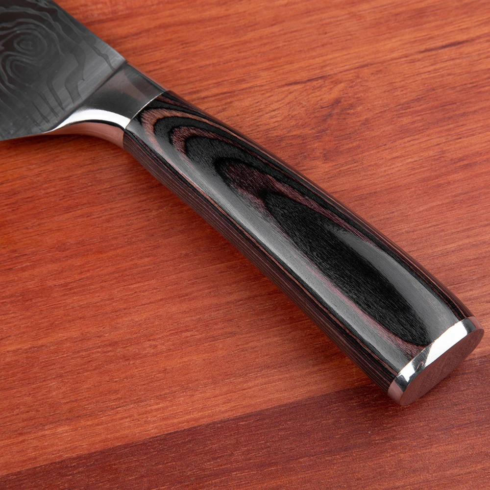Mokithand 8 Inch Kuhinje Kuhar Japonski Noži 7CR17 440C Visoko vsebnostjo Ogljika iz Nerjavečega Jekla Laser Damask Vzorec Oster Nož Santoku
