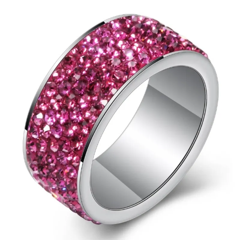 2021 Prodaje Fine nakit, nakit 9 Barvah Kristalno iz Swarovskis Eksplozivnih iz nerjavečega jekla s pet vrstic cirkon obroči