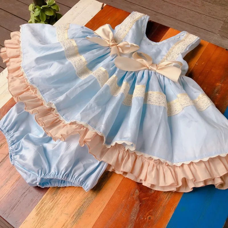 Poletje španski Dekleta Bombaž Sladko Brezrokavnik Obleka Baby Dekleta Oblačenja 2pcs Nastavite Malčka Dekle Obleko Baby Dekleta Kakovosti Oblačila, ki