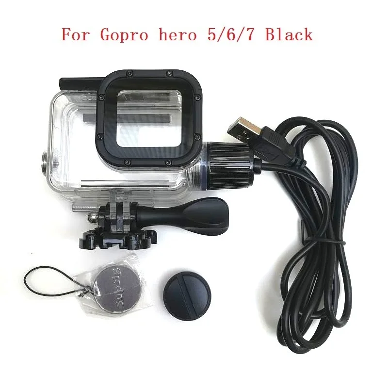 Šport dodatno Opremo Fotoaparata Chargering Vodotesno Ohišje za Gopro Hero 7 6 5 Črni Polnilnik lupine Stanovanjskih + USB Kabel Za Motocycle