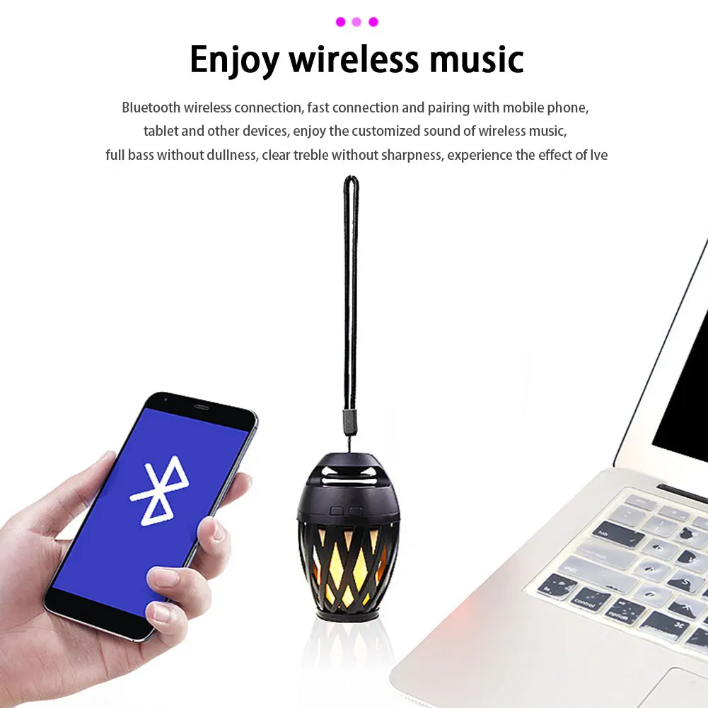 Plamen Vzdušje Lučka Lučka za Bluetooth Brezžični Zvočnik Stereo Zvočnik z Glasbo Žarnica Prostem Kampiranje USB Polnilne Zvočnik