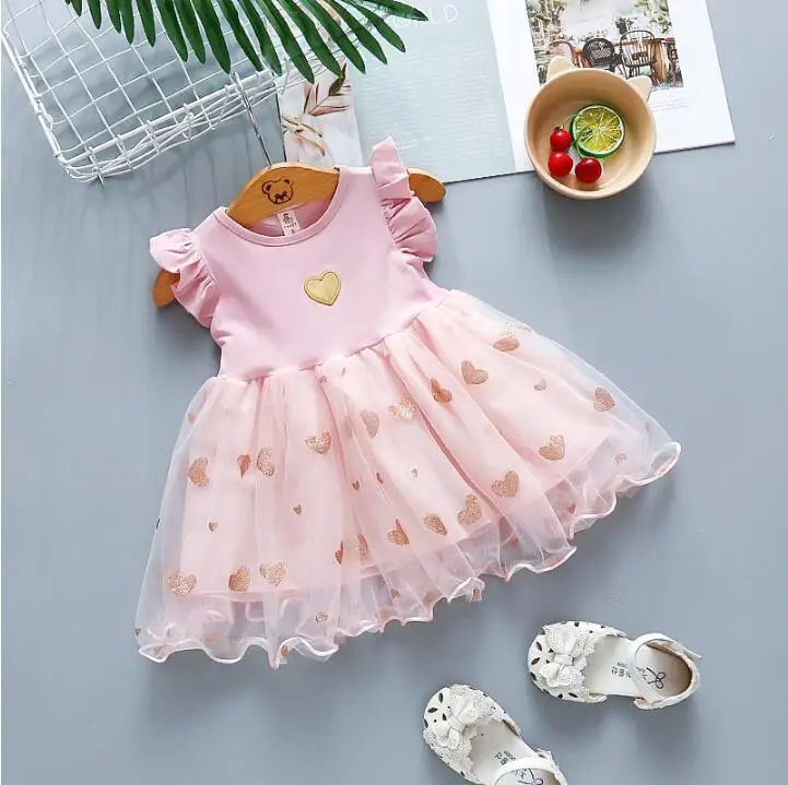 Baby dojenčka poletje obleko moda dekleta poroka stranka obleko otroci girls srčkan čipke obleko dekleta rojstni dan oblačila