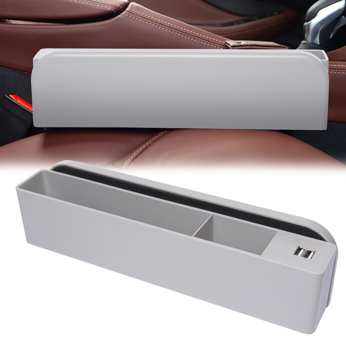 CR 1 Pc Škatla za Shranjevanje Velikih Zmogljivosti Praktično Dvojno USB Trajne Večnamensko Škatla za Shranjevanje Posode Za Avto