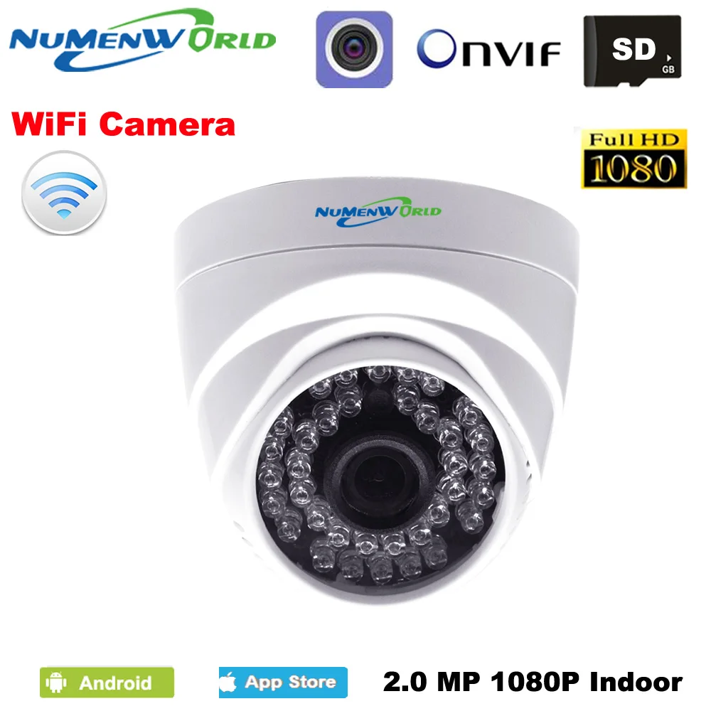 HD 1080P WIFI IP dome kamera brezžična Varnost CCTV kamere IR night vision SD kartico v režo za uporabo za v zaprtih prostorih podporo pametni ogled