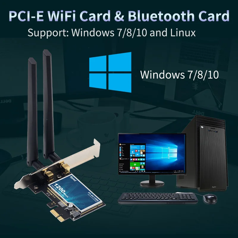 Dual Band 1200Mbps Brezžično kartico PCI-e Namizje 802.11 ac Wlan Kartico WiFi Adapter Bluetooth 4.0 Omrežja 2.4 G/5GHz Namizja Za Win 7 8 10