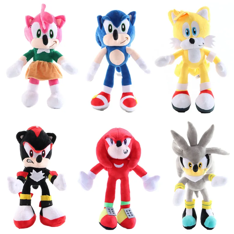 28 cm 6 vrst Sonic Plišastih Lutka Igrače, Črna, Modro Rumena Sonic Mehki Pliš Plišaste Igrače Vroče Igre Lutka Za Otroke Božična Darila