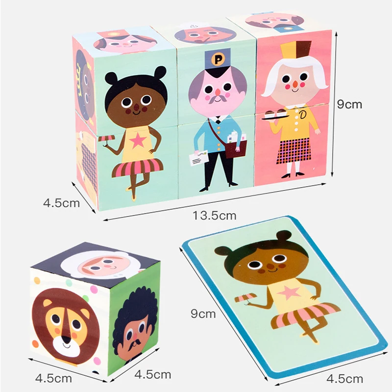 6pcs Lesene Puzzle Ujemanje Znakov Lesene Igrače, Starš-otrok je Interaktivna Igra Dejavnosti Montessori Izobraževalne Učenje Igrače