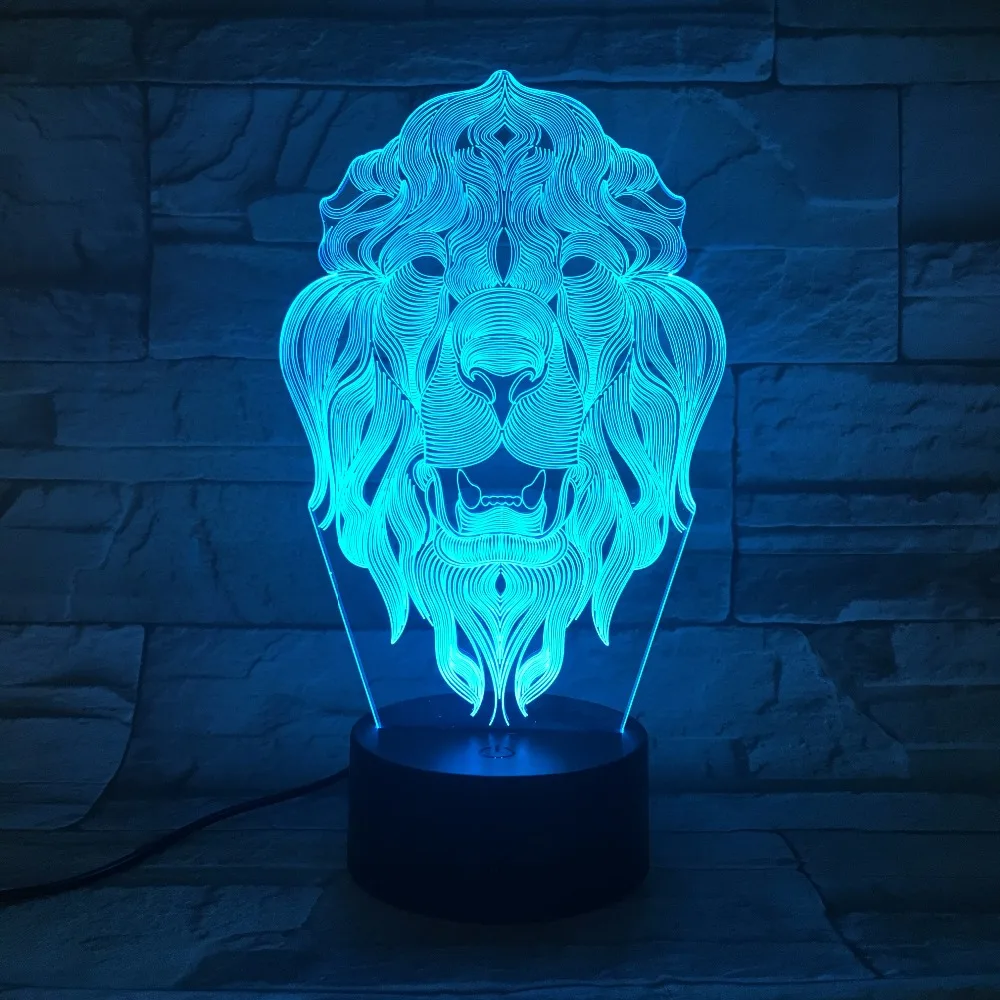 Lev Obraz Noč Svetlobe 7 Barva Spreminja Živali LED Nočne Luči 3D LED Desk namizne Svetilke za Otroke, Prijatelje, Dom Dekoracijo Darilo
