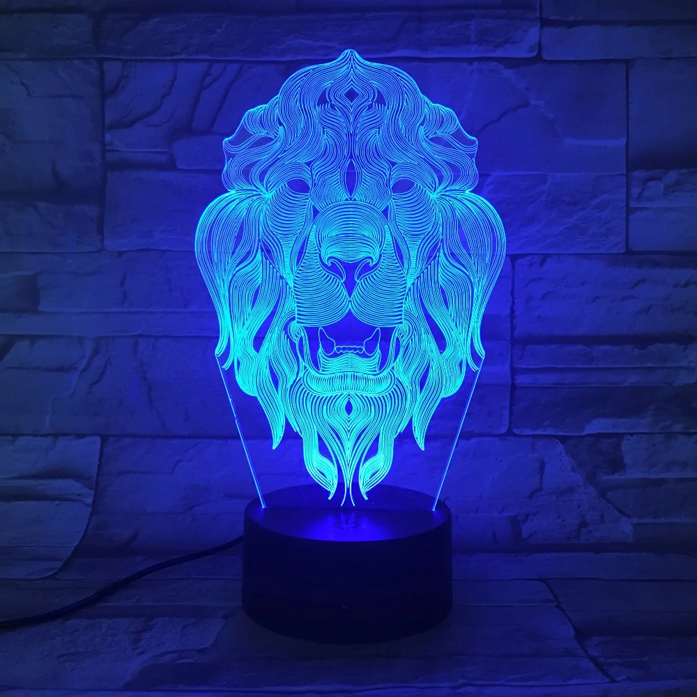 Lev Obraz Noč Svetlobe 7 Barva Spreminja Živali LED Nočne Luči 3D LED Desk namizne Svetilke za Otroke, Prijatelje, Dom Dekoracijo Darilo