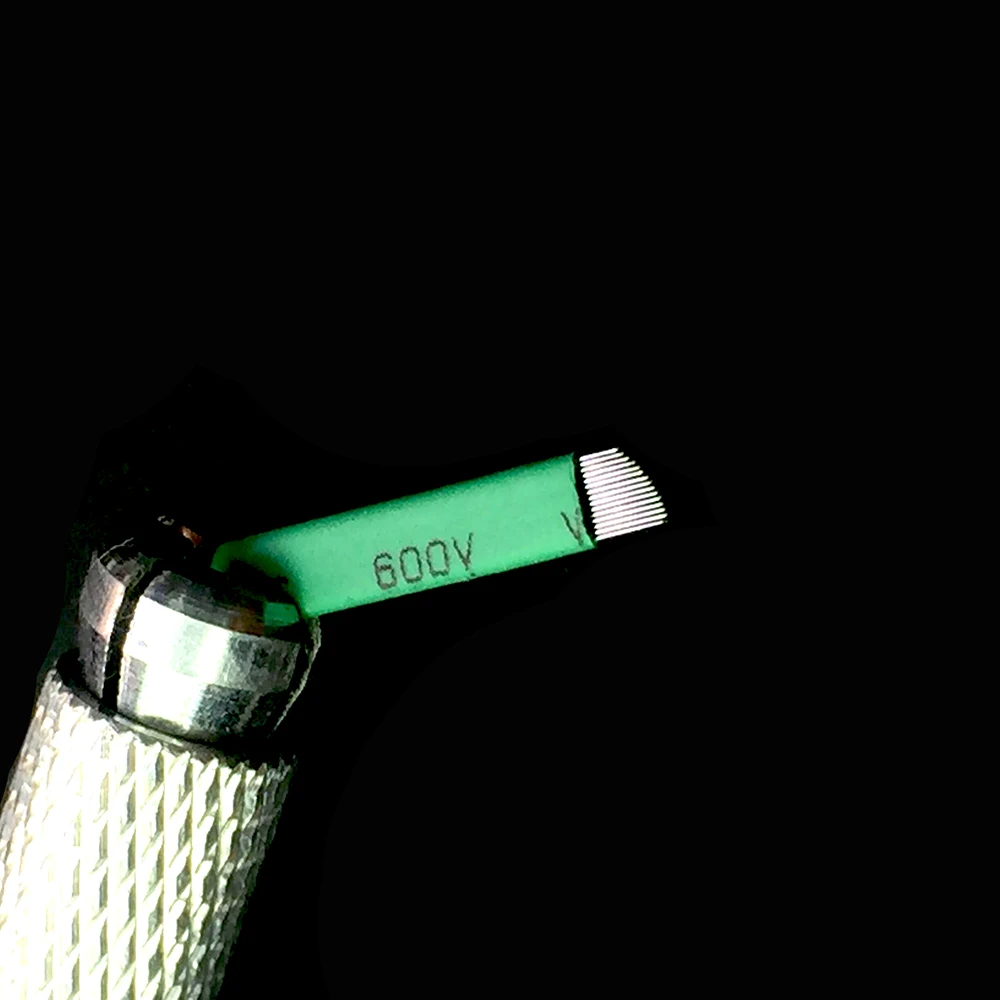 Zelena 0.18 mm LAMINA 12 FLEX CHANFRADA Iglo Obrvi Tatoo Microblading Rezila Za Stalno Ličila Priročnik Pero