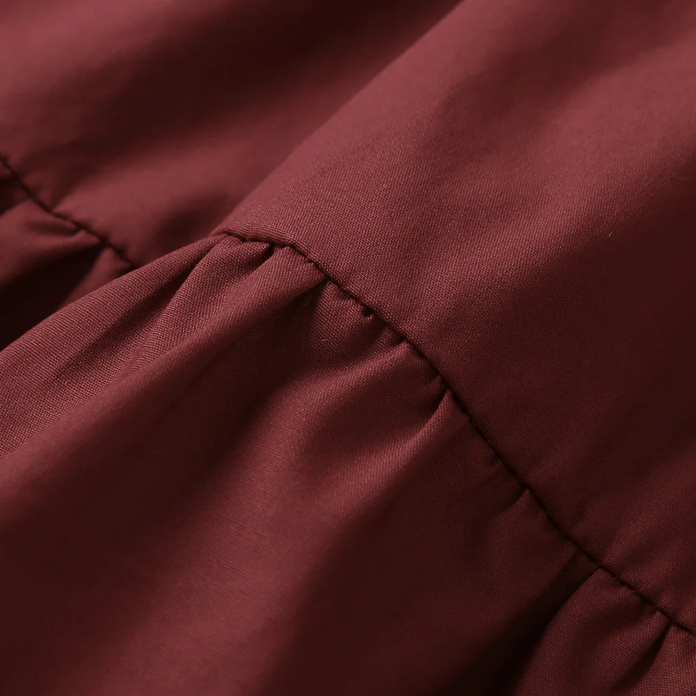 Jeseni leta 2020 Dekleta Obleko Dekleta Poletje Srčkan Obleko z Dolgimi Rokavi izrežemo Čipke Ovratnik Jujube Rdeče Srčkan Večplastna Obleko Vestidos 2-6T